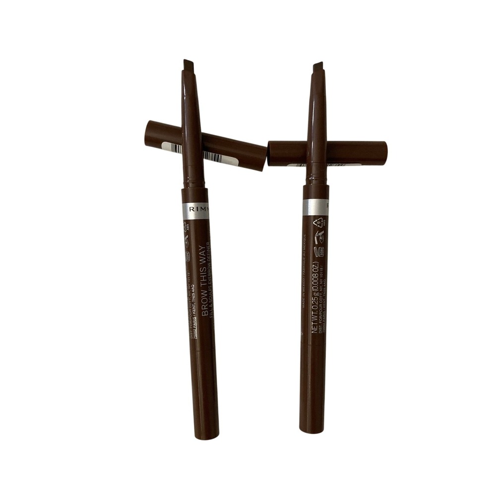 2pk Rimmel London Brow This Way Fill & Sculpt 002 Medium Brown Eyebrow Pencil